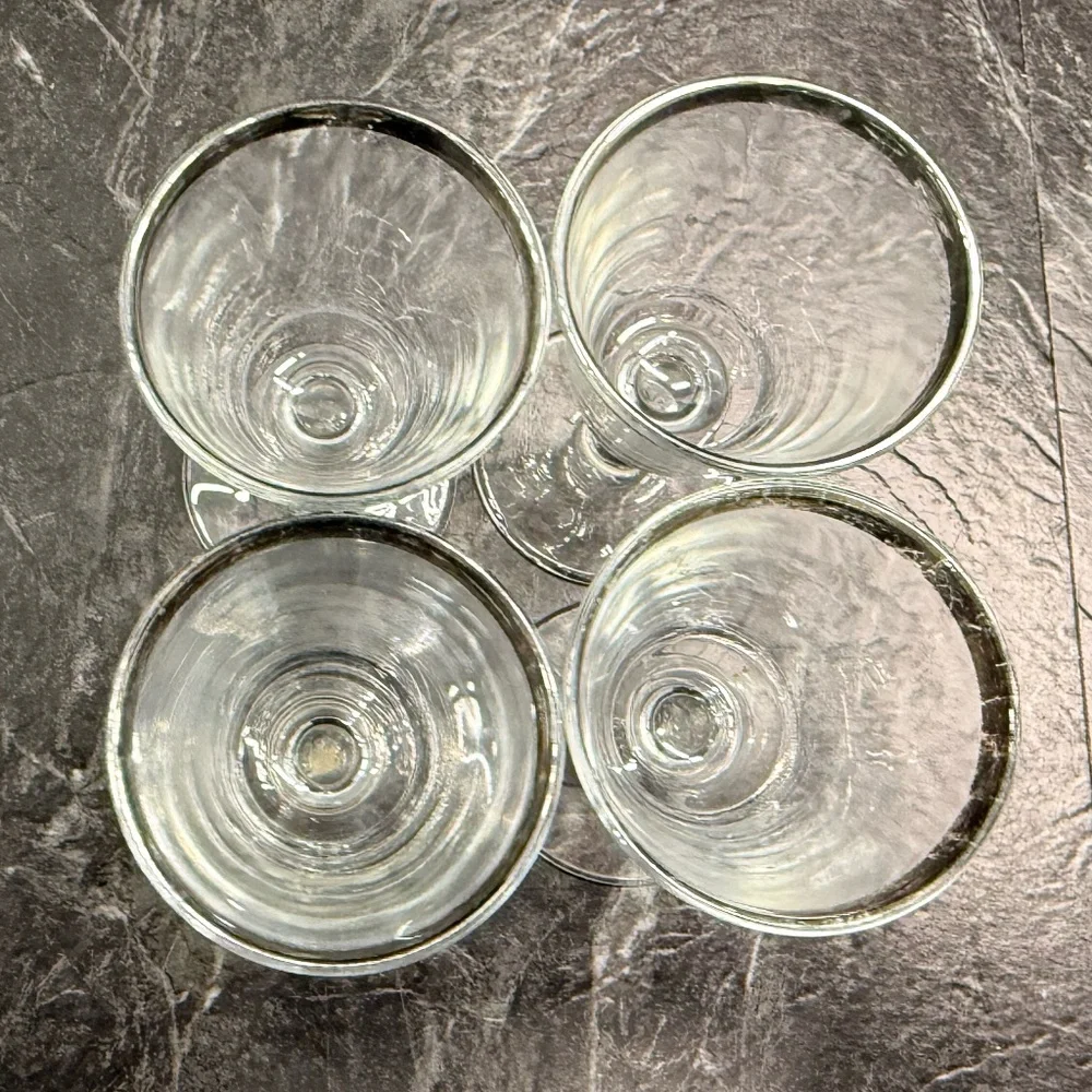 Silver Rimmed Shot Glasses (Set of 4)